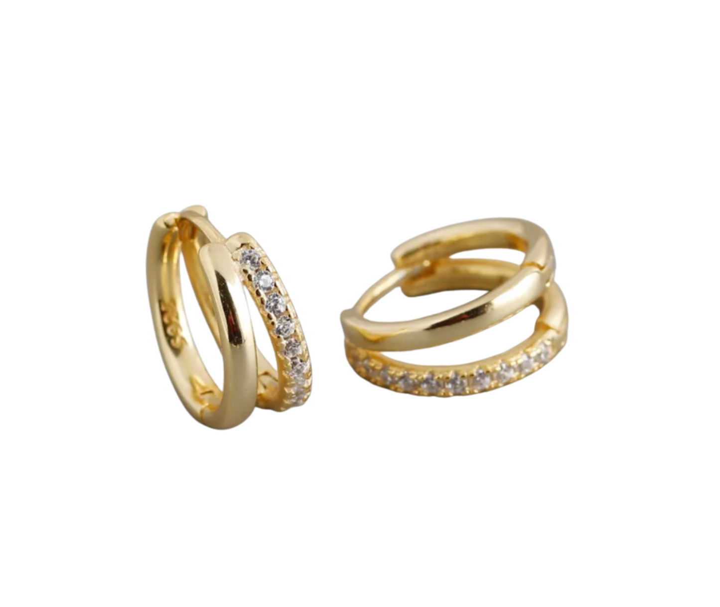 Pave Double Mini Huggies