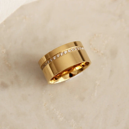 CZ Detail Cigar Band Ring